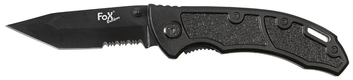 Briceag cu deschidere rapidă Negru FoxOutdoor - Lamă tanto, Mâner metalic