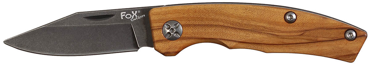 Briceag Cuțit cu Mâner Lemn FoxOutdoor - Lama Stonewashed, Oțel 5Cr15MoV
