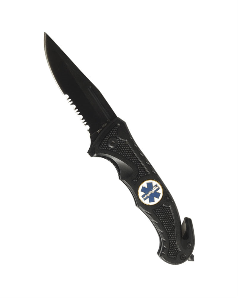 Briceag de Salvare Mil-Tec Black Car Knife Rescue – Lamă 8,5 cm, Oțel 420