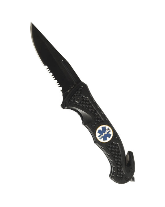 Briceag de Salvare Mil-Tec Black Car Knife Rescue – Lamă 8,5 cm, Oțel 420