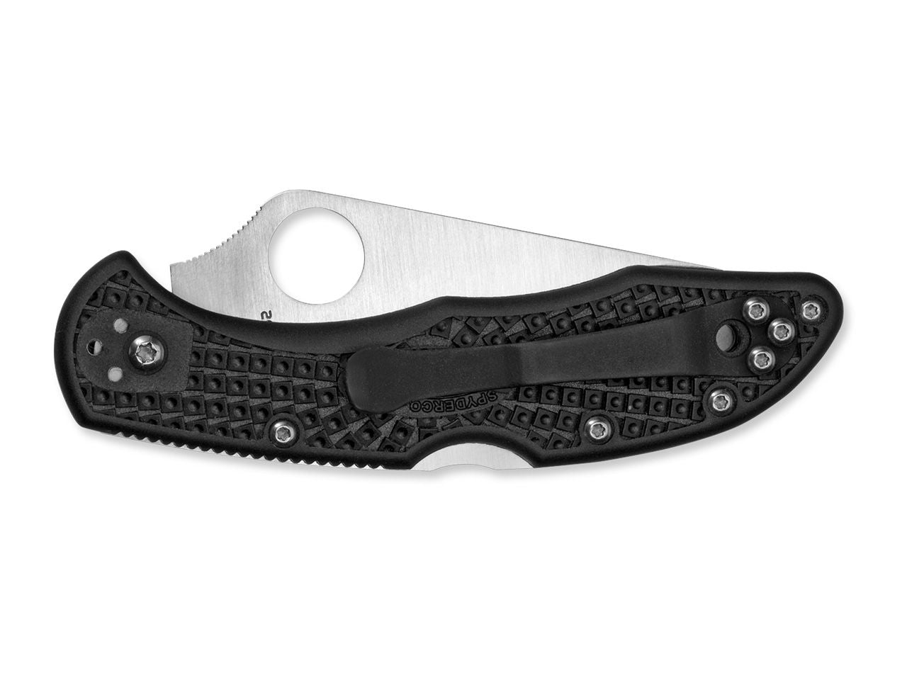 Briceag Delica 4 Lightweight Black Serrated Spyderco- Utilizare EDC, Clip Reversibil