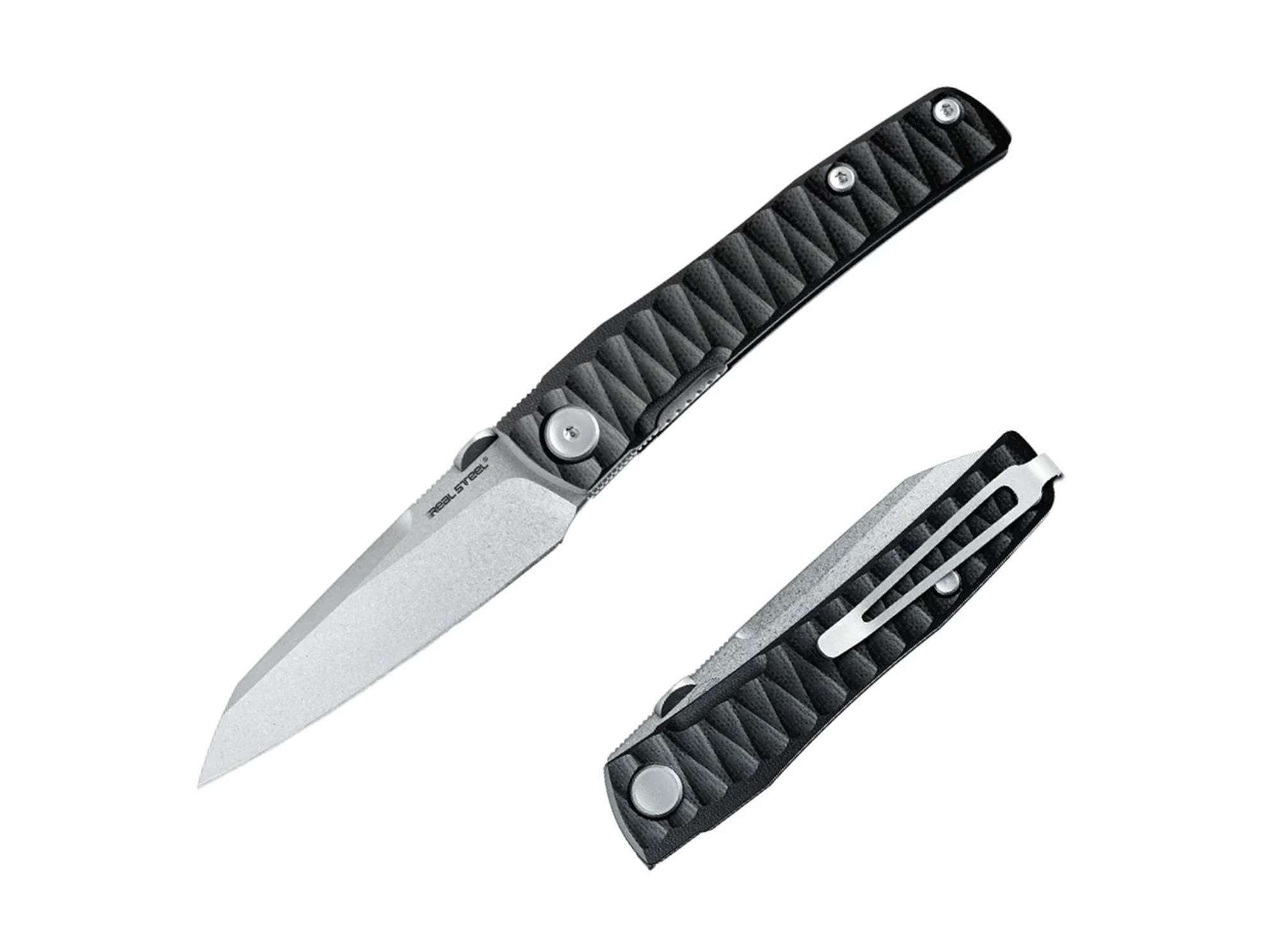 Briceag Destra Nitro-V Black G10 Grooved Real Steel- Lama Nitro-V, Maner G10