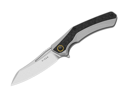 Briceag Draca S45VN Aluminum CF Kizer- Otel S45VN, Maner Aluminiu CF