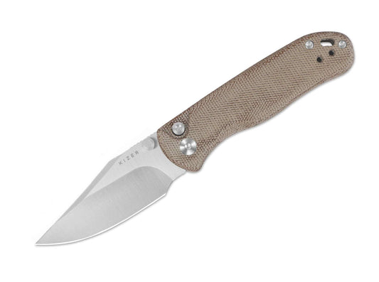Briceag Drop Bear 2 Nitro-V Tan Micarta Kizer- Lama Nitro-V, Maner Micarta