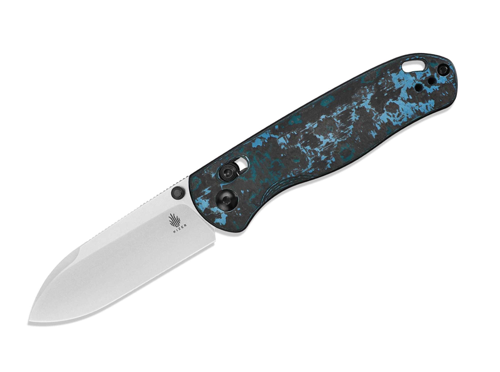 Briceag Drop Bear CF Blue Kizer- Lama Elmax, Maner Carbon Albastru