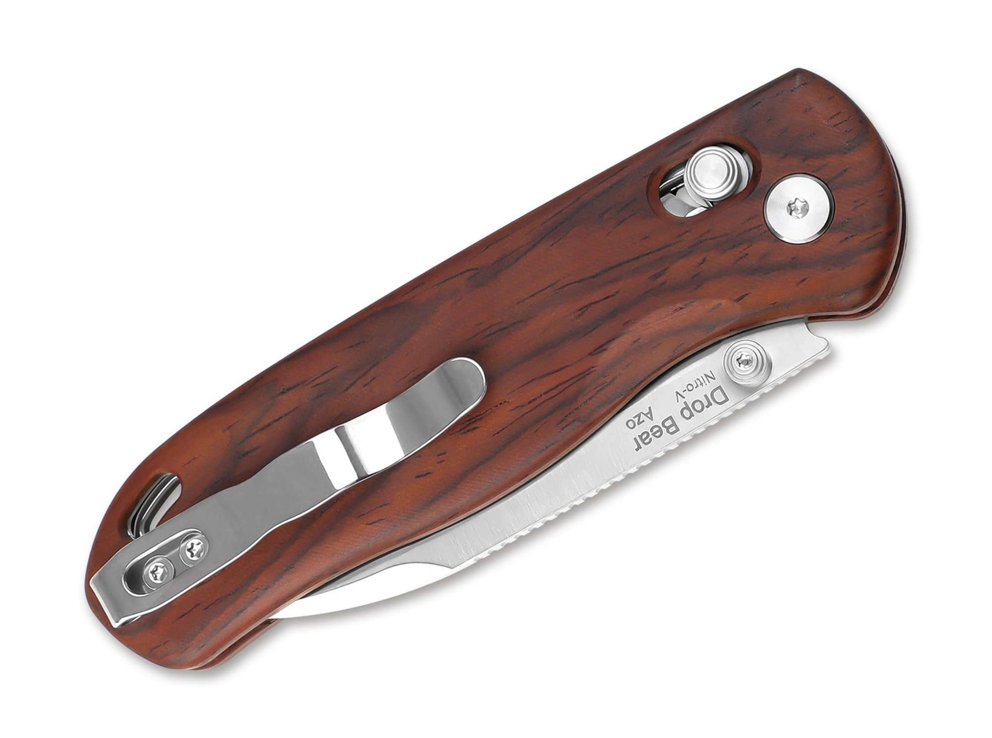 Briceag Drop Bear Nitro-V Wood Kizer- Lamă Nitro-V, Mâner Lemn