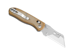 Briceag Drop Bear Utility Brown Micarta Kizer- Lama Trapezoidală Înlocuibilă, Mâner Micarta