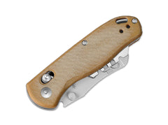 Briceag Drop Bear Utility Brown Micarta Kizer- Lama Trapezoidală Înlocuibilă, Mâner Micarta