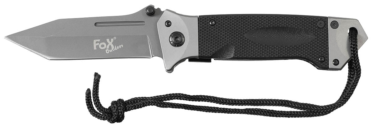 Briceag Einhand G10 Negru FoxOutdoor - Linerlock, Clemă Centură