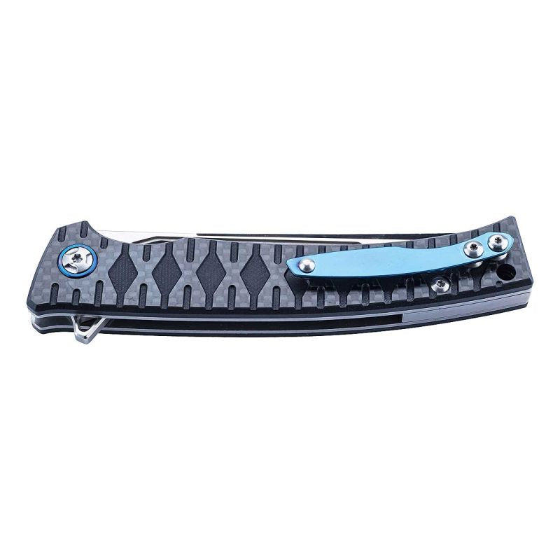 Briceag Einhandmesser Albastru PUMA TEC - Oțel D2, Linerlock, Carbon