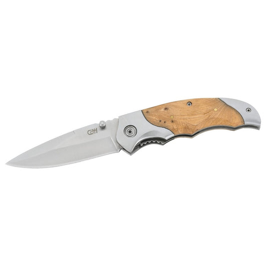 Briceag Einhandmesser CJH - Oțel 420, Mâner Wurzelholz, Linerlock