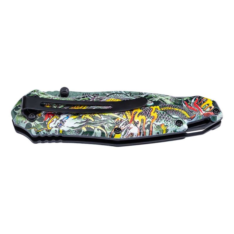 Briceag Einhandmesser Drache CJH - Oțel 420, Mâner Aluminiu Imprimat