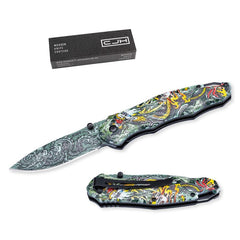 Briceag Einhandmesser Drache CJH - Oțel 420, Mâner Aluminiu Imprimat