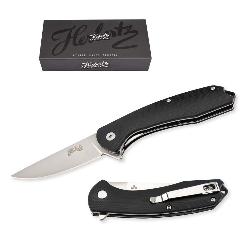 Briceag Einhandmesser G10 Negru Herbertz Selektion - Oțel D2, Linerlock