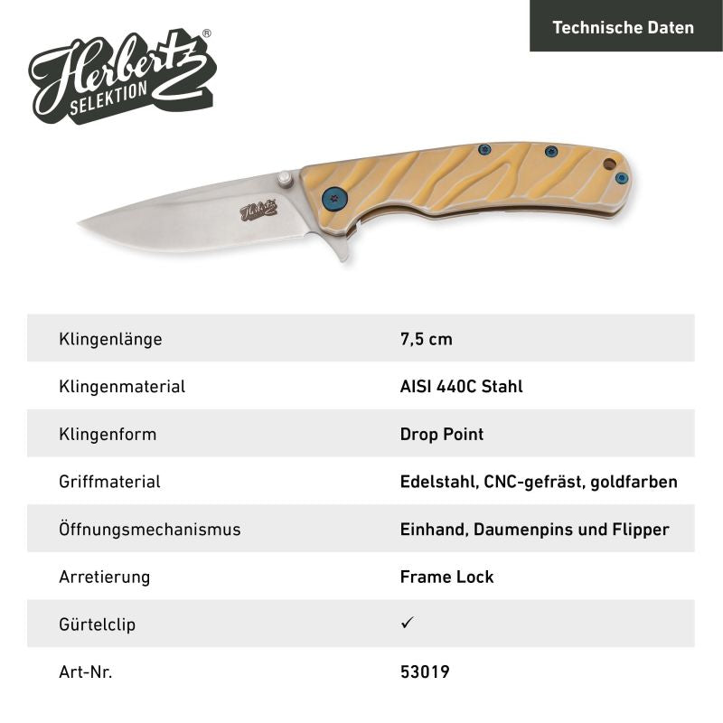 Briceag Einhandmesser Galben Herbertz Selektion - Oțel 440C, Linerlock