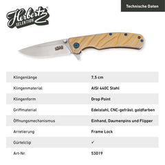 Briceag Einhandmesser Galben Herbertz Selektion - Oțel 440C, Linerlock