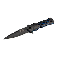 Briceag Einhandmesser Negru/Albastru CJH - Oțel 420, Linerlock