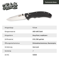 Briceag Einhandmesser Negru Herbertz Selektion - Oțel 440C, Mâner G10