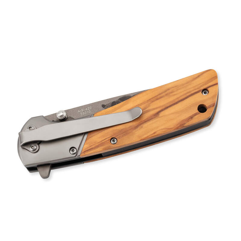 Briceag Einhandmesser Olivenholz CJH - Oțel 420, Linerlock