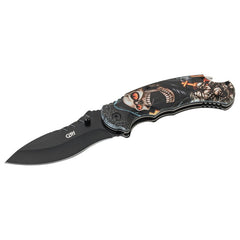 Briceag Einhandmesser Skull CJH - Oțel 420, Linerlock, Mâner Imprimat