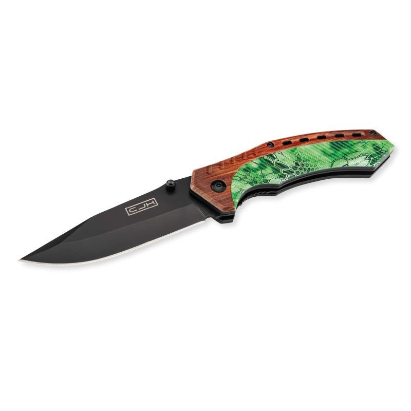 Briceag Einhandmesser Verde/Maro CJH - Oțel 420, Linerlock