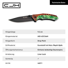 Briceag Einhandmesser Verde/Maro CJH - Oțel 420, Linerlock