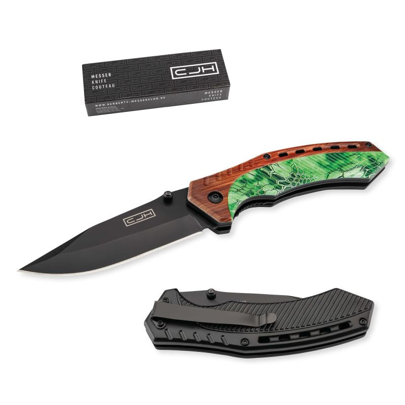 Briceag Einhandmesser Verde/Maro CJH - Oțel 420, Linerlock
