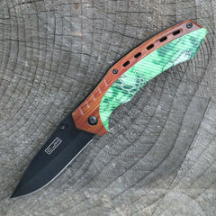 Briceag Einhandmesser Verde/Maro CJH - Oțel 420, Linerlock