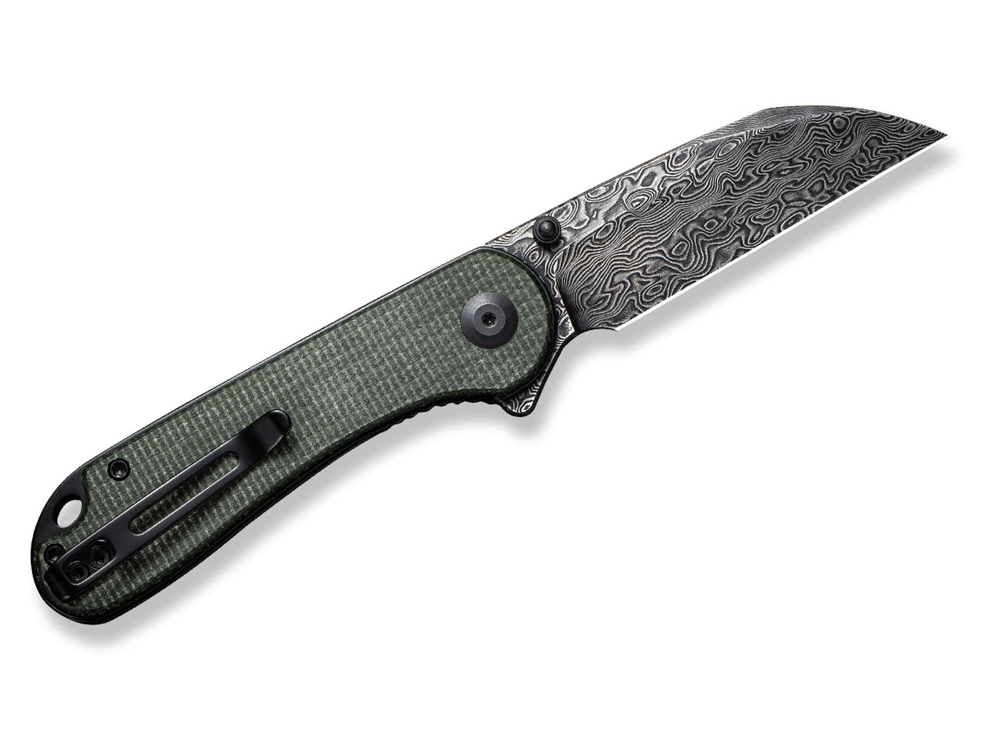 Briceag Elementum Micarta Green Damascus CIVIVI- Maner Micarta Verde, Lama Damascus