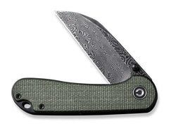 Briceag Elementum Micarta Green Damascus CIVIVI- Maner Micarta Verde, Lama Damascus