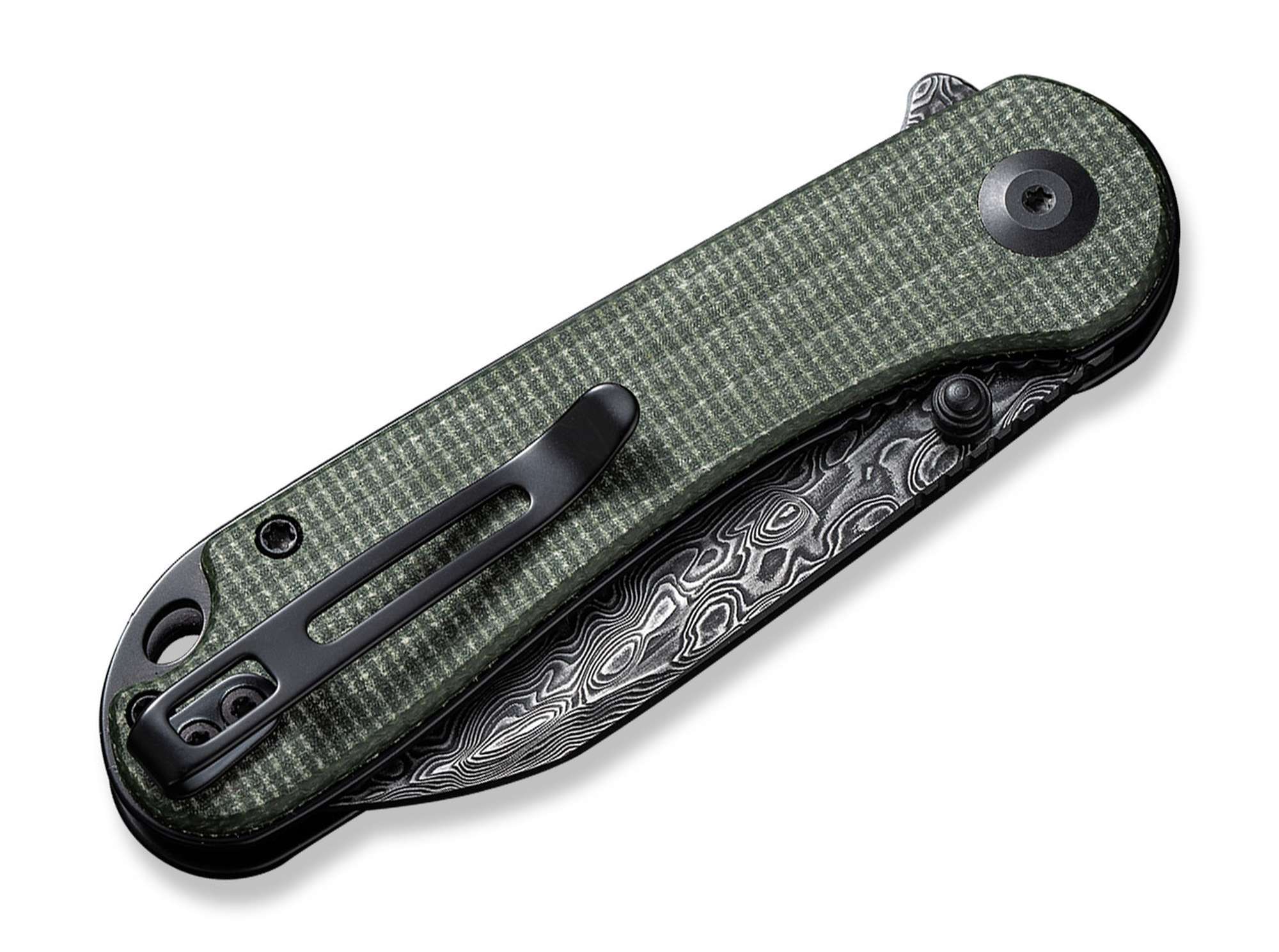 Briceag Elementum Micarta Green Damascus CIVIVI- Maner Micarta Verde, Lama Damascus