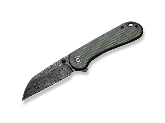 Briceag Elementum Micarta Green Damascus CIVIVI- Maner Micarta Verde, Lama Damascus