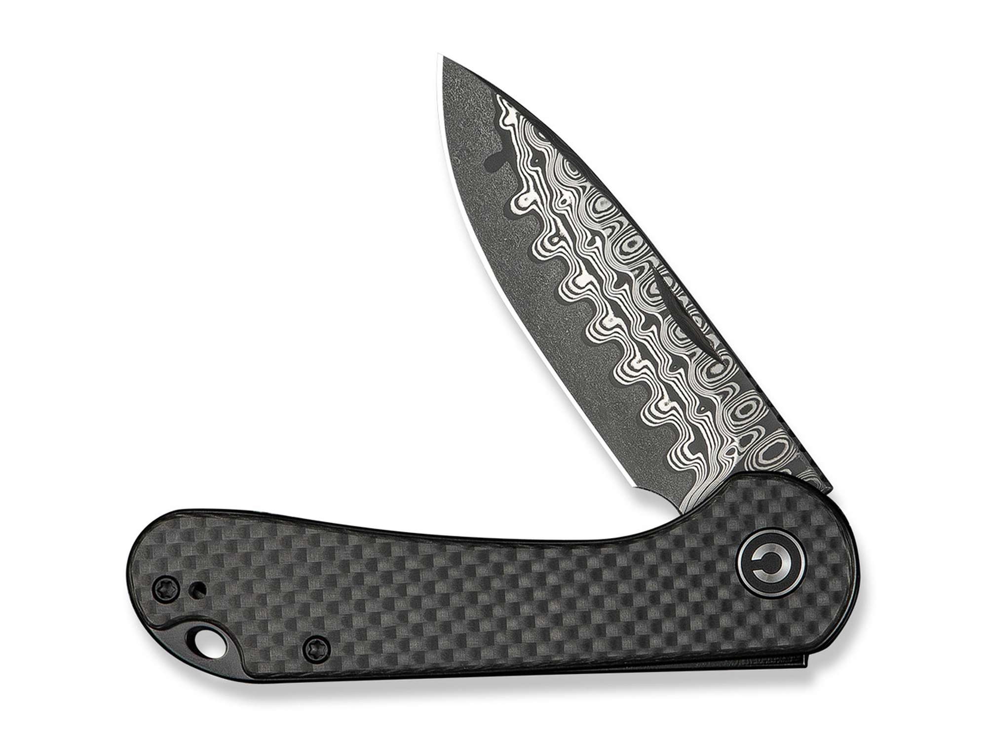 Briceag Elementum Slip Joint Damascus Twill CF CIVIVI- EDC, Slipjoint