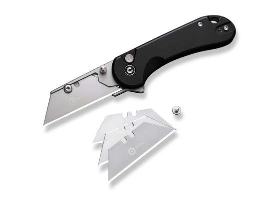 Briceag Elementum Utility Aluminum Black CIVIVI- Lame Intercambiabile, Maner Aluminiu