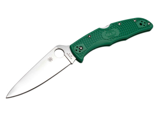 Briceag Endura Flat Ground Green Spyderco- Maner FRN Texturat, Lama VG-10
