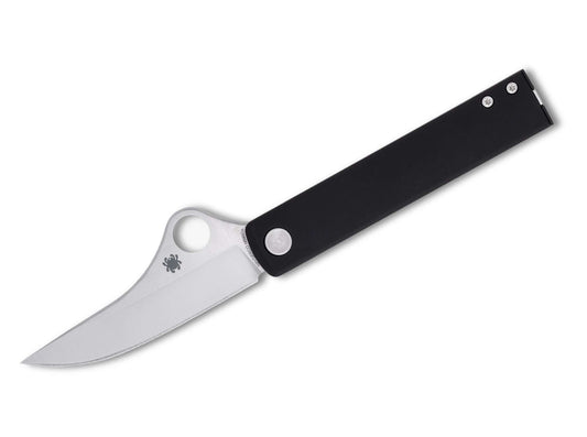 Briceag Essenza N690 Black Aluminum PlainEdge Spyderco- Maner Aluminiu, Lama Otel N690Co