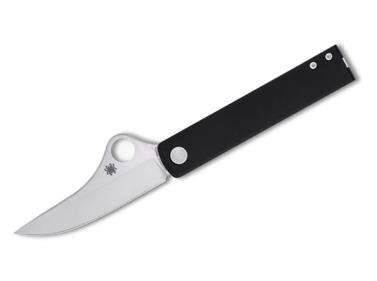 Briceag Essenza N690 Black Aluminum PlainEdge Spyderco- Maner Aluminiu, Lama Otel N690Co