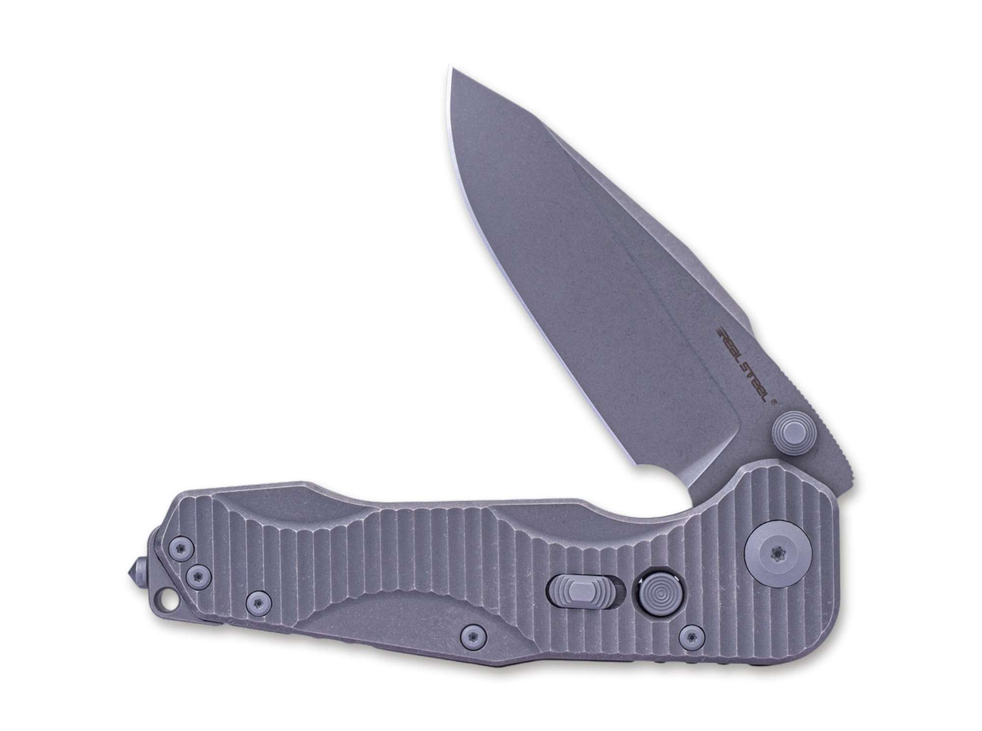 Briceag Evolution Titanium Grey Droppoint SW Real Steel- Maner Titan, Lama CPM-S-35VN