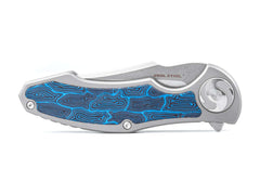 Briceag Exorcist S35VN Ti Blue Damascus G10 One Scale Real Steel- EDC, Flipper