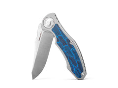 Briceag Exorcist S35VN Ti Blue Damascus G10 One Scale Real Steel- EDC, Flipper