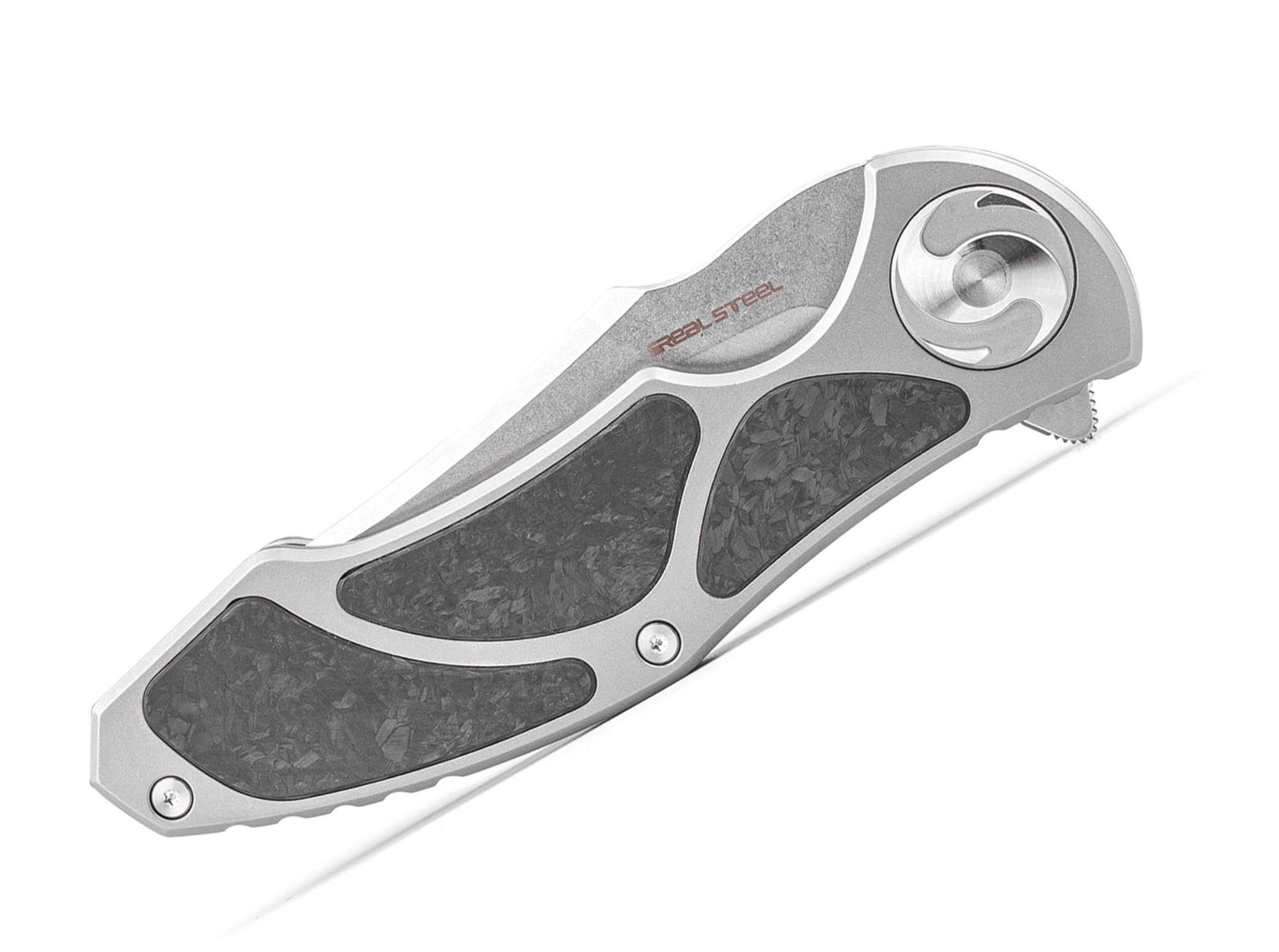 Briceag Exorcist S35VN Ti Shred CF Three Scales Real Steel- Lama S35VN, Maner Titan