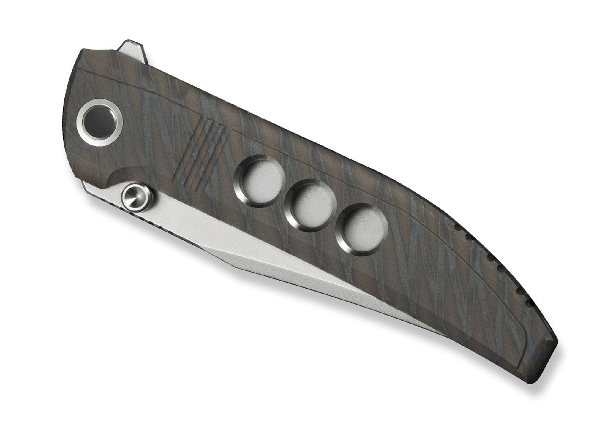 Briceag Ezinta M390 Titanium Tiger Stripe WE Knife- Lama M390, Maner Titan Tiger Stripe