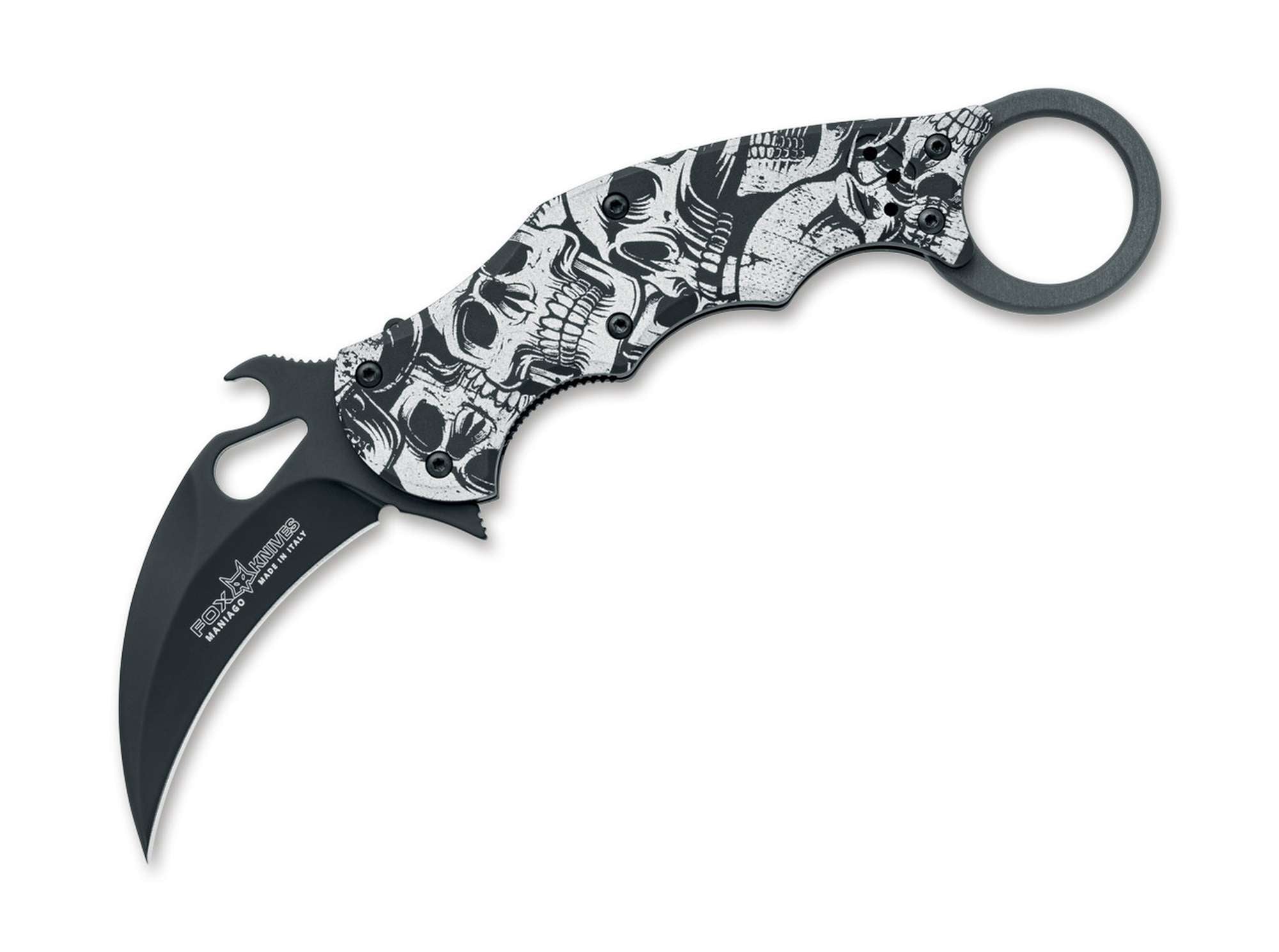 Briceag FX 599 Karambit The End N690 Aluminum Fox Knives- Inel, Negru