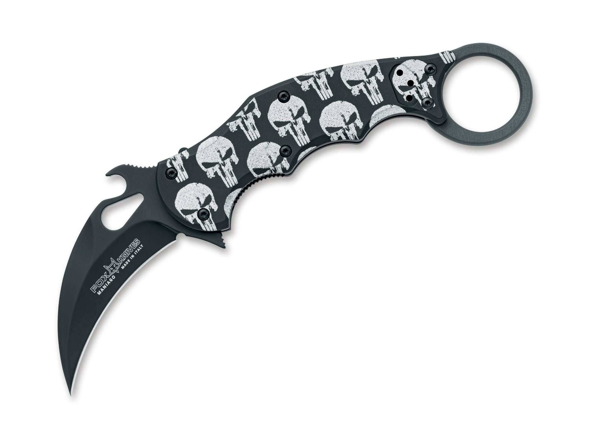 Briceag FX 599 Karambit The Skulls N690 Aluminum Fox Knives- Design Skull, Liner Lock
