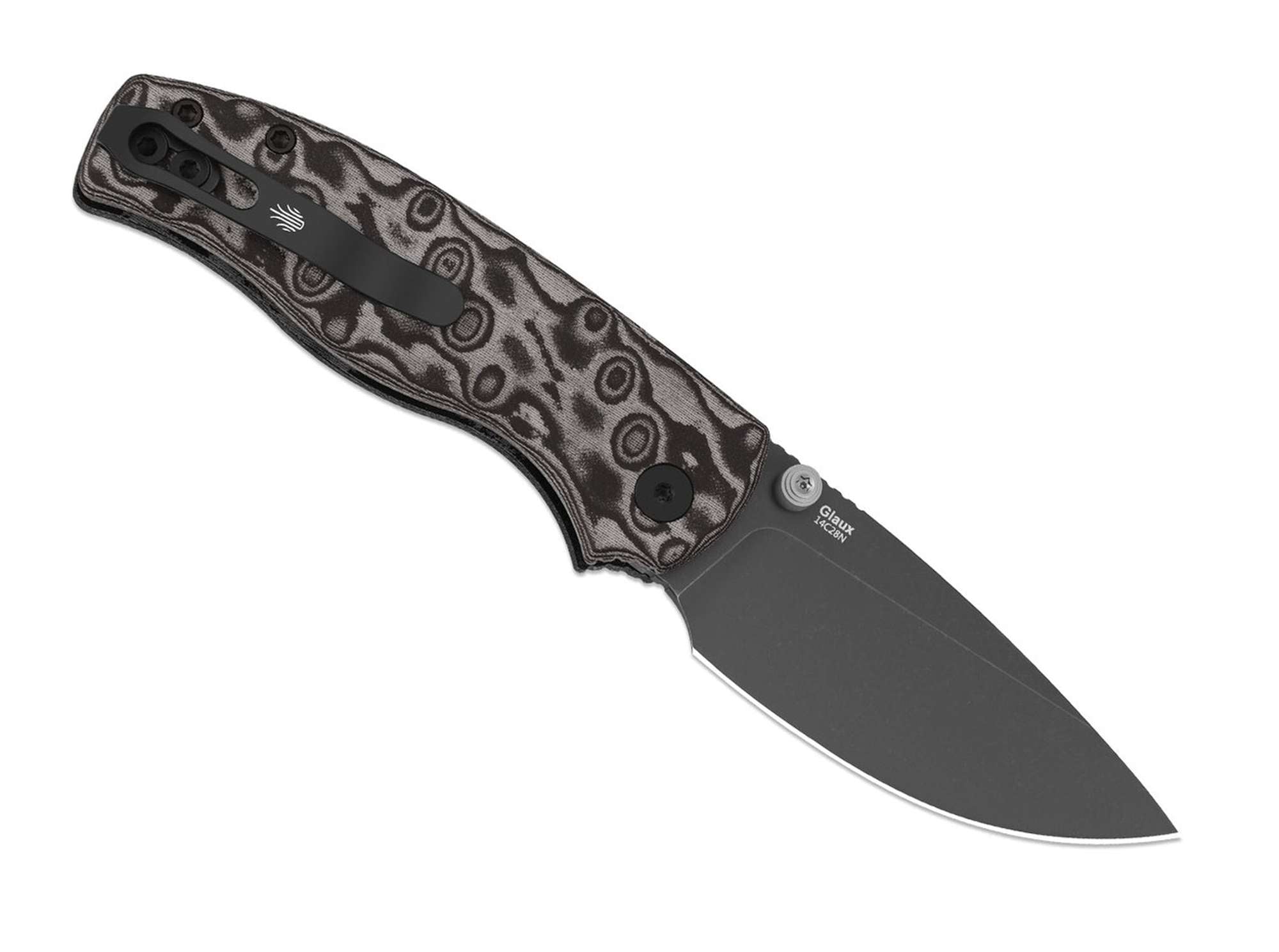 Briceag Glaux Black Vortex Pattern Micarta PVD Kizer- EDC, Util
