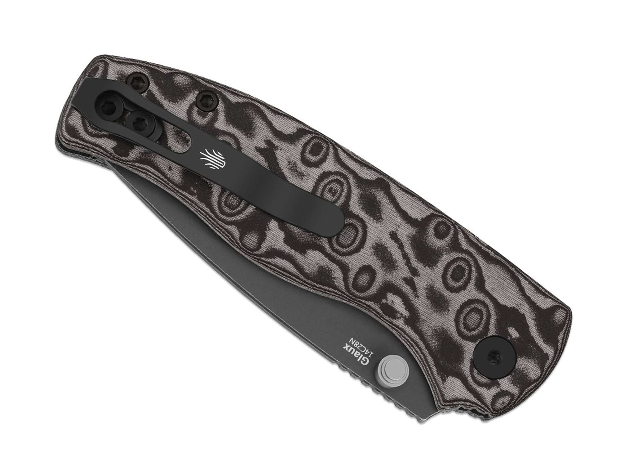 Briceag Glaux Black Vortex Pattern Micarta PVD Kizer- EDC, Util
