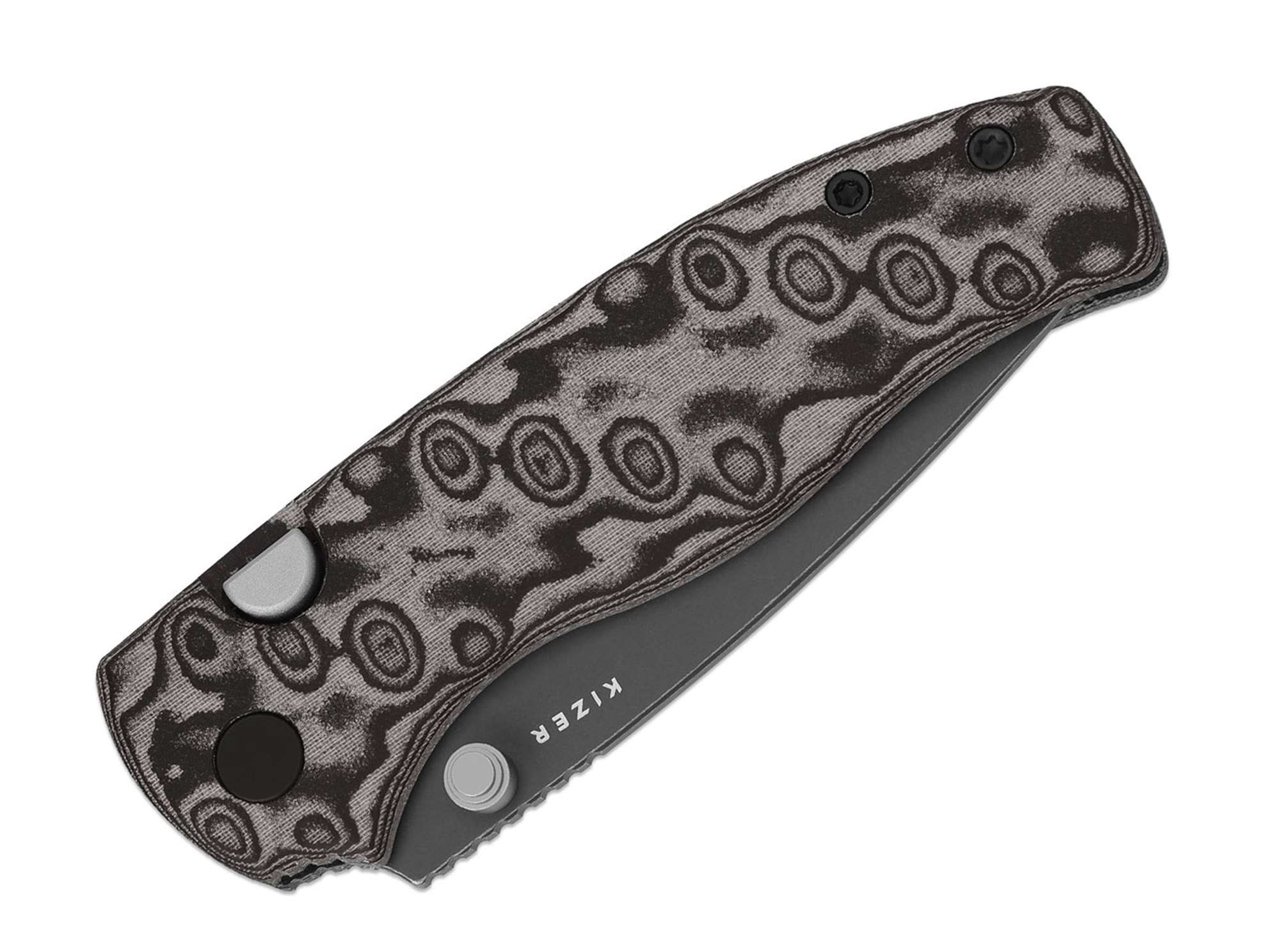 Briceag Glaux Black Vortex Pattern Micarta PVD Kizer- EDC, Util