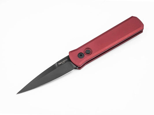 Briceag Godson Red DLC Pro-Tech- Maner Aluminiu Rosu, Lama 154CM Neagra