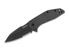 Briceag Gravel Serrated All Black Kershaw- Lama Parțial Serrată, Mecanism Asistat