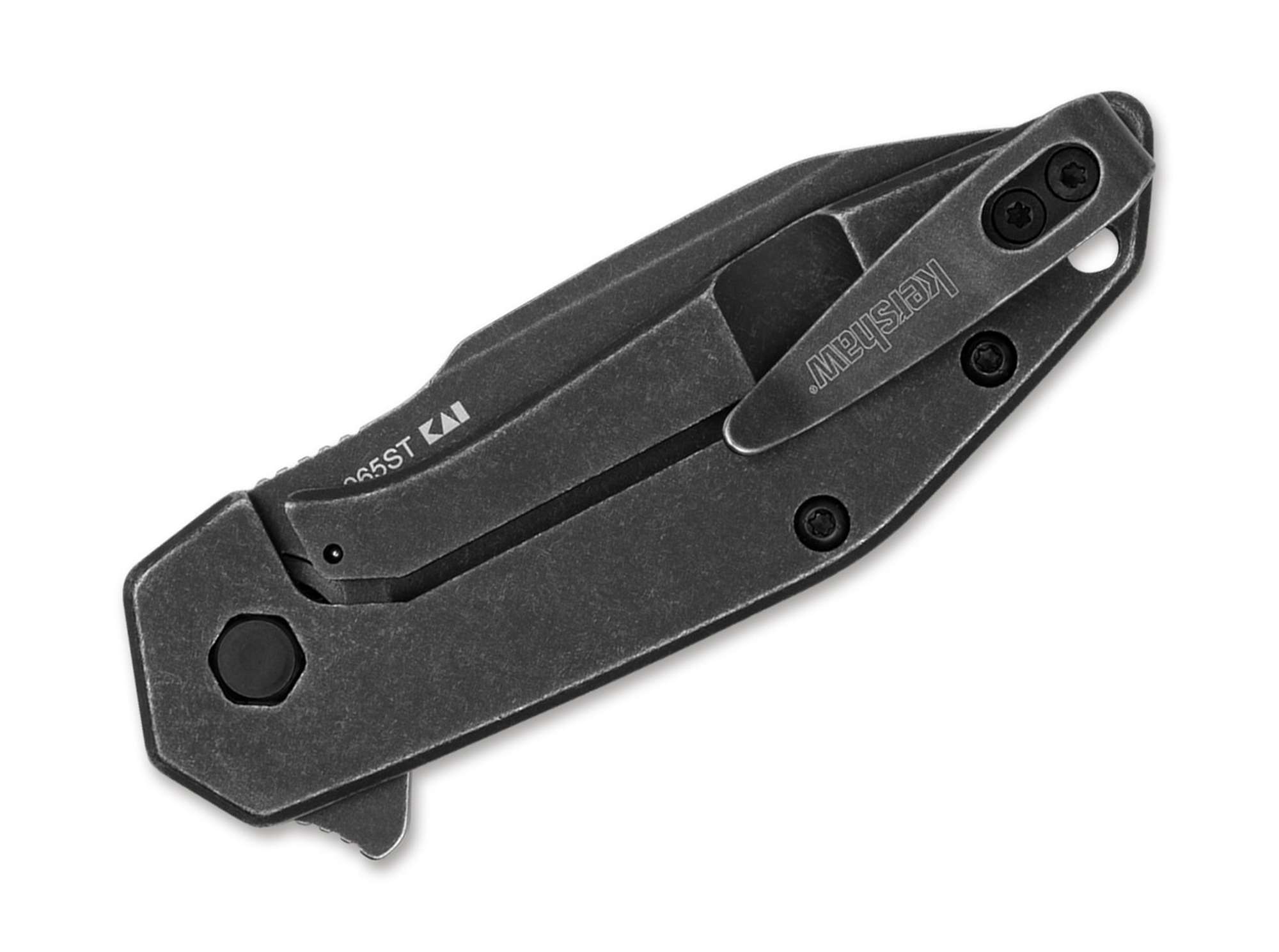 Briceag Gravel Serrated All Black Kershaw- Lama Parțial Serrată, Mecanism Asistat